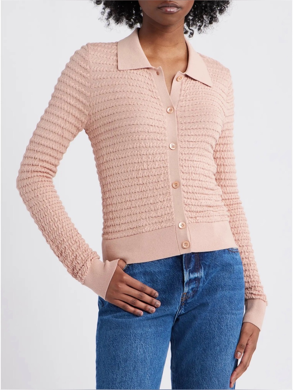 FRAME SMOCKED CARDIGAN